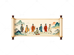 古风人物卷轴画