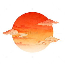 水彩日落云彩艺术插画