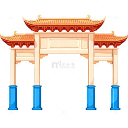 中国传统牌坊插画设计素材