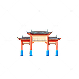 中国风传统牌坊插画设计元素