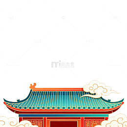 中国风古建筑插画素材