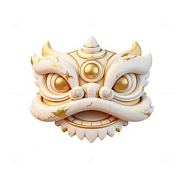 金色舞狮图案装饰元素
