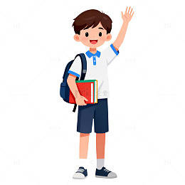 卡通学生上学图