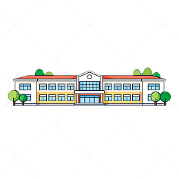 卡通风学校建筑插画