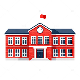 红色学校建筑矢量素材