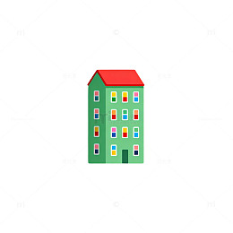 卡通风格绿色建筑图案设计素材