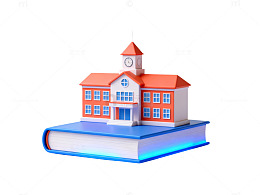 卡通学校书本建筑模型