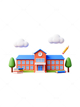卡通学校建筑插画