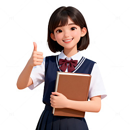 校服少女卡通学习形象插画