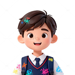卡通少年学习场景