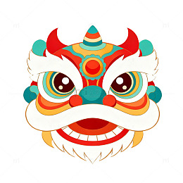 卡通中国风舞狮图案插画素材