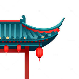 中式传统建筑灯笼元素矢量图