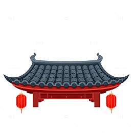中国风古建筑图案元素插画