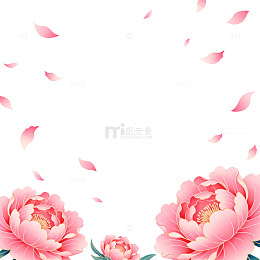 牡丹花瓣飘落插画