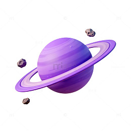卡通紫色行星太空插画