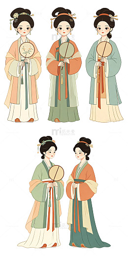 古风 汉服 卡通 扁平