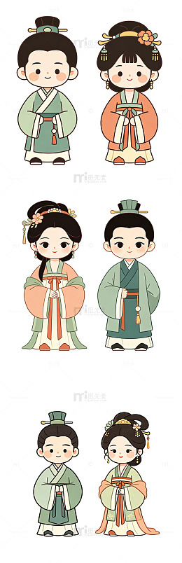 古风 汉服简约卡通 扁平
