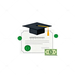毕业学历证书金钱元素矢量素材