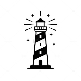 简约黑白灯塔矢量图标