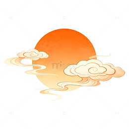中国风日出云彩插画