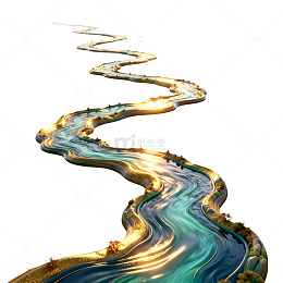 梦幻蜿蜒河流艺术插画