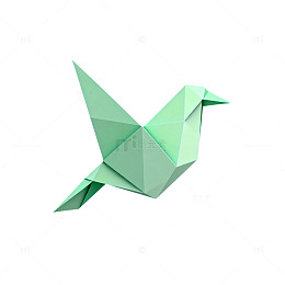 折纸风绿色小鸟艺术图案
