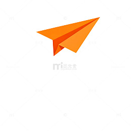 橙纸飞机简约图标设计