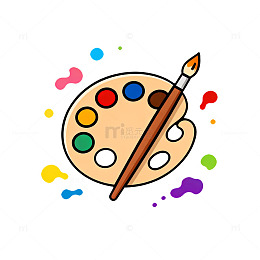 手绘调色板艺术插画