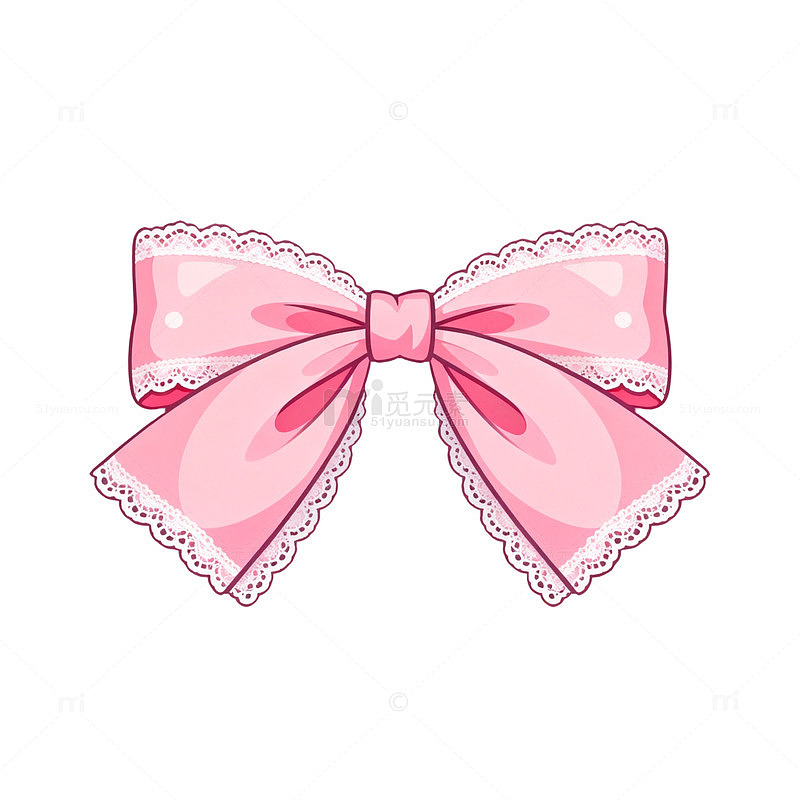 粉色蕾丝蝴蝶结装饰插画