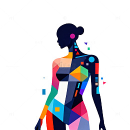 抽象风格女性人物插画设计
