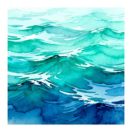 水彩海浪艺术装饰画