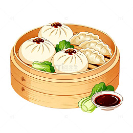 卡通风格中式点心插画设计素材