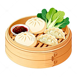 小笼包美食插画