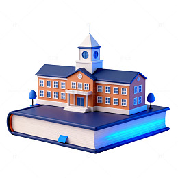 书本学校建筑卡通插画