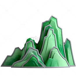 绿色抽象山峰装饰雕塑
