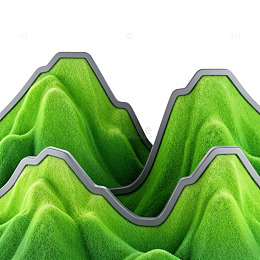 山水插画风格绿色山峰图案