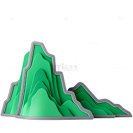 绿意山形立体装饰设计素材