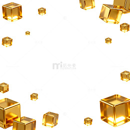 金色立方体漂浮背景设计素材