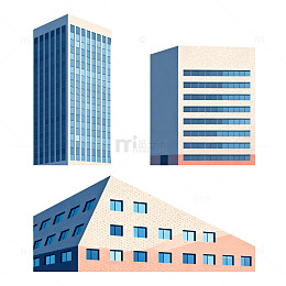 卡通风城市建筑矢量图