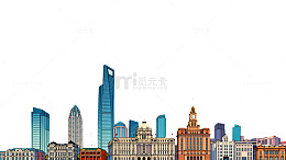 现代城市天际线卡通插画