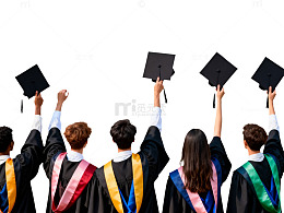 毕业典礼学士服举帽剪影