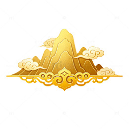 金色山水画云纹装饰图案