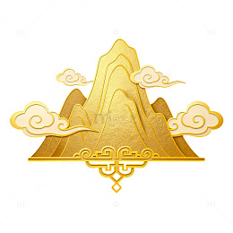 金色山水画传统文化图案