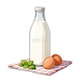 卡通牛奶鸡蛋食材插画
