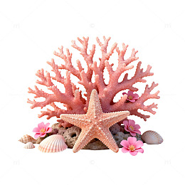 海洋风珊瑚海星贝壳装饰素材