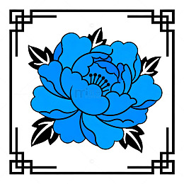 蓝色牡丹图案设计素材