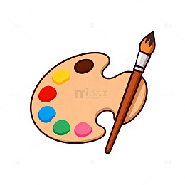 卡通调色盘画笔矢量素材