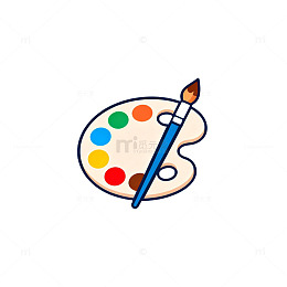简约画笔调色板艺术图标