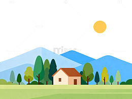 田园风光简约插画