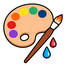 卡通调色盘画笔艺术插画